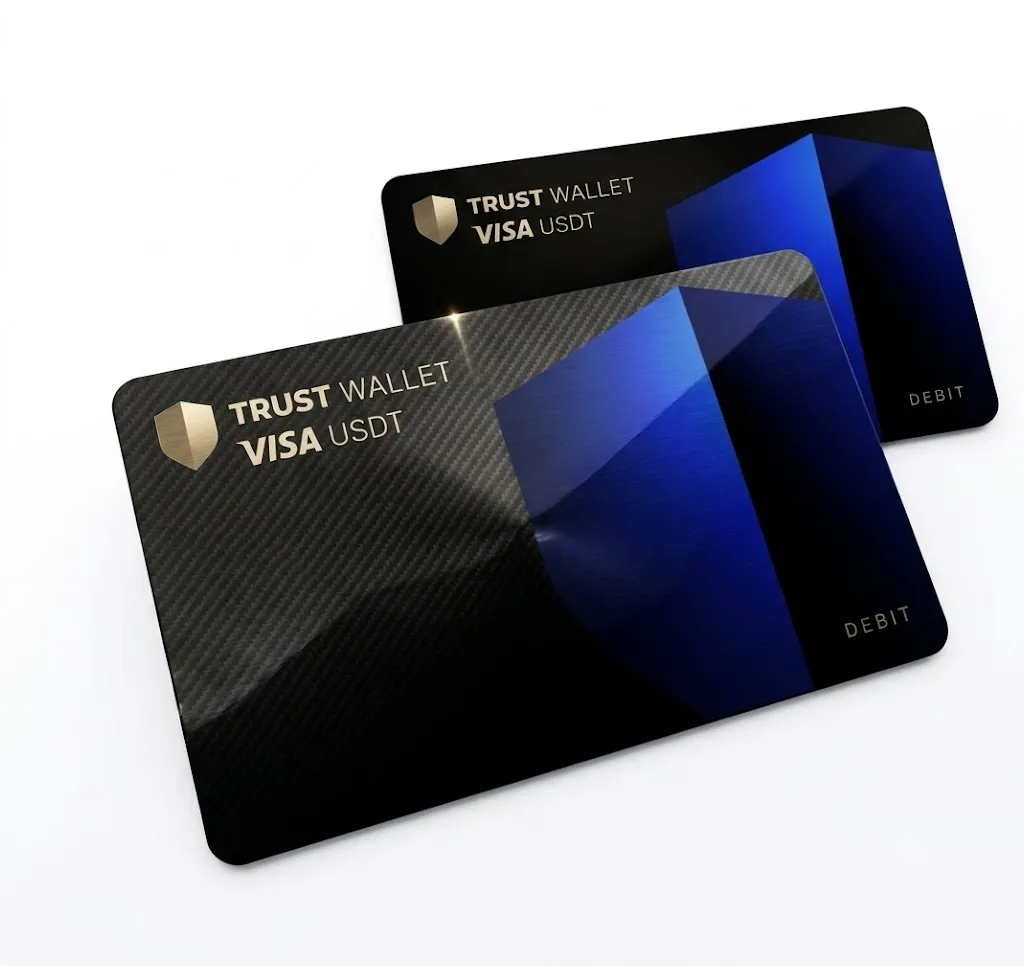 Carte crypto Trust flottante au design holographique
